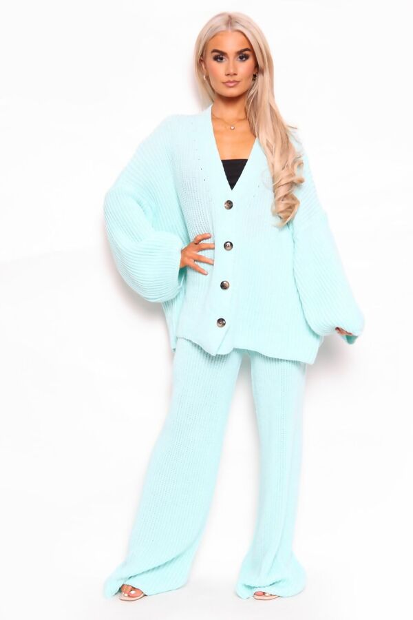 Cosy Cardigan And Flare Trousers Knit Lounge Set