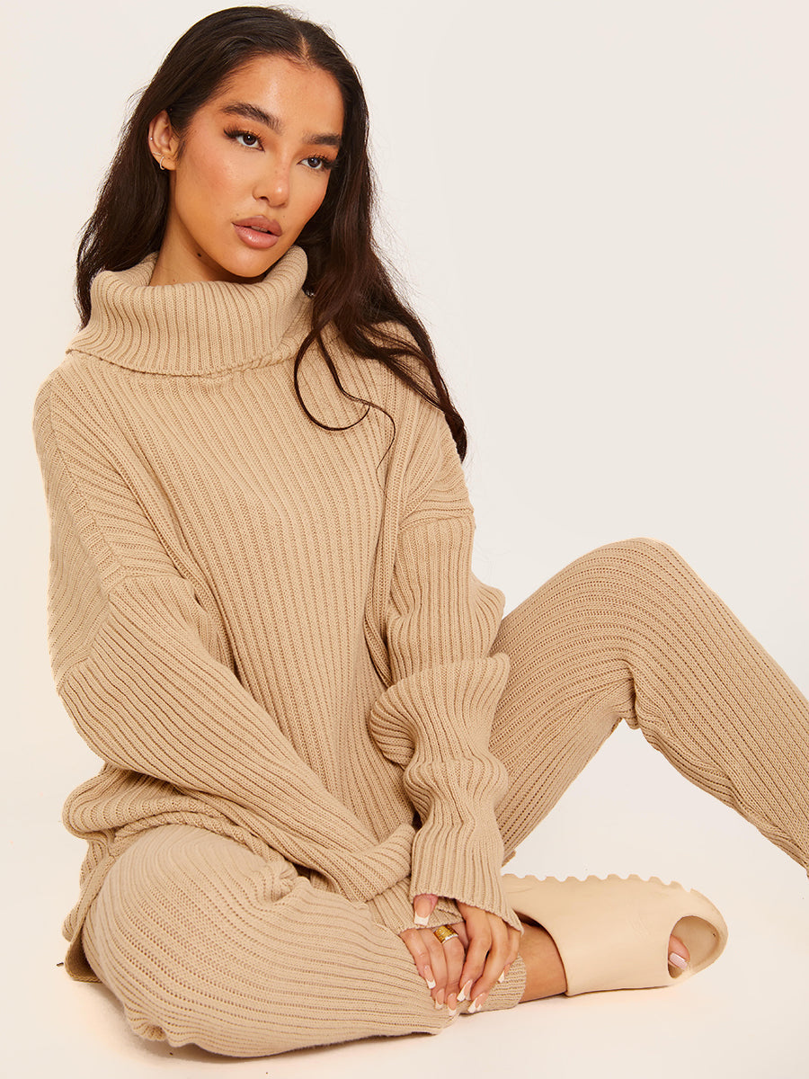 Roll Neck Knitted Top & Trouser Co-ord